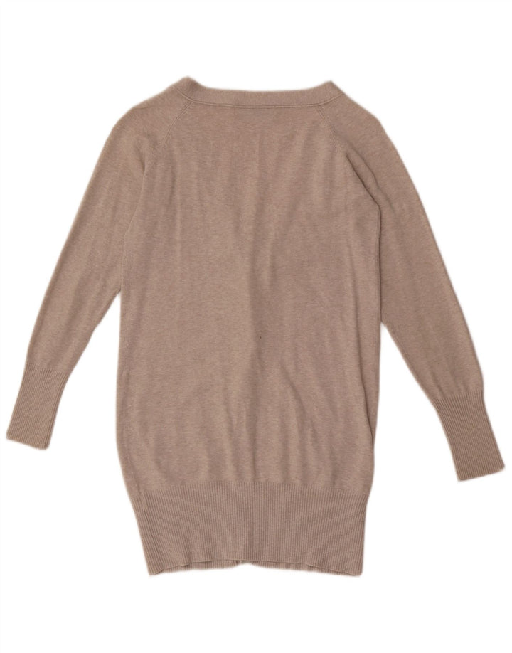 Женский кардиган Zara UK 12, хлопковый средний серый цвет в крапинку