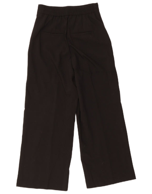 Zara Женские широкие брюки-капри с высокой талией XS W24 L22, черный полиэстер