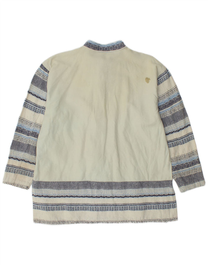 Винтажная женская блузка с длинным рукавом, топ, Великобритания, 12/14, средний, в белую полоску