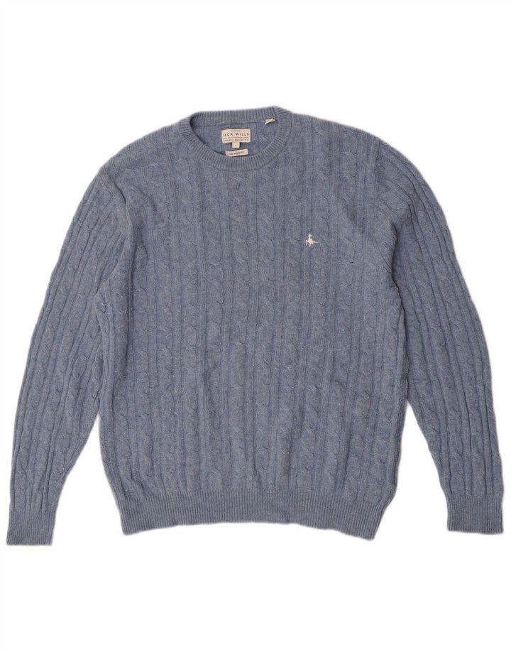 Мужской джемпер с круглым вырезом Jack Wills The Marlow, большой синий шерстяной свитер