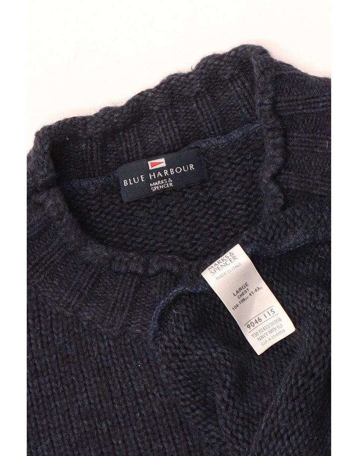 Мужской свитер с высоким воротником и высоким воротником Marks & Spencer Blue Harbour, большой темно-синий