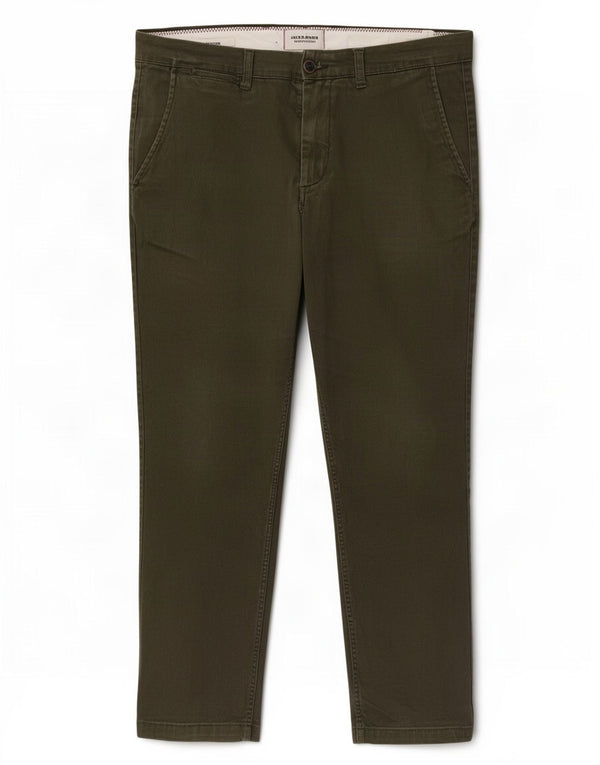 Мужские брюки-чиносы Jack & Jones стандартного кроя W33 L30, хлопок цвета хаки