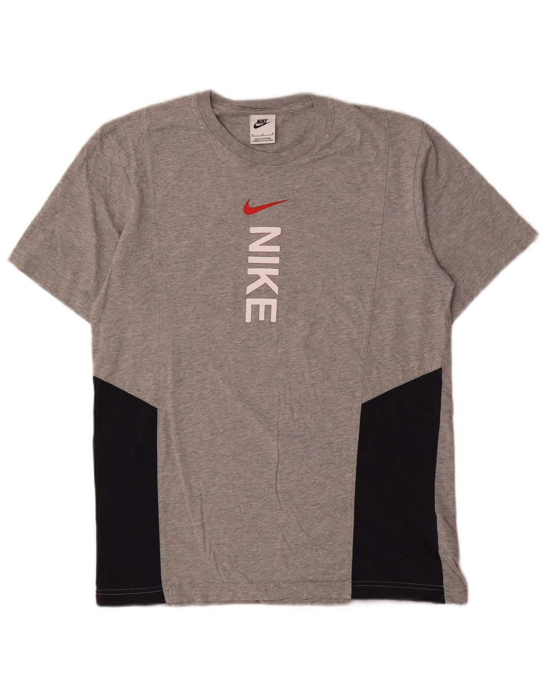 Мужская футболка с рисунком Nike, хлопковый топ среднего серого цвета с цветными блоками