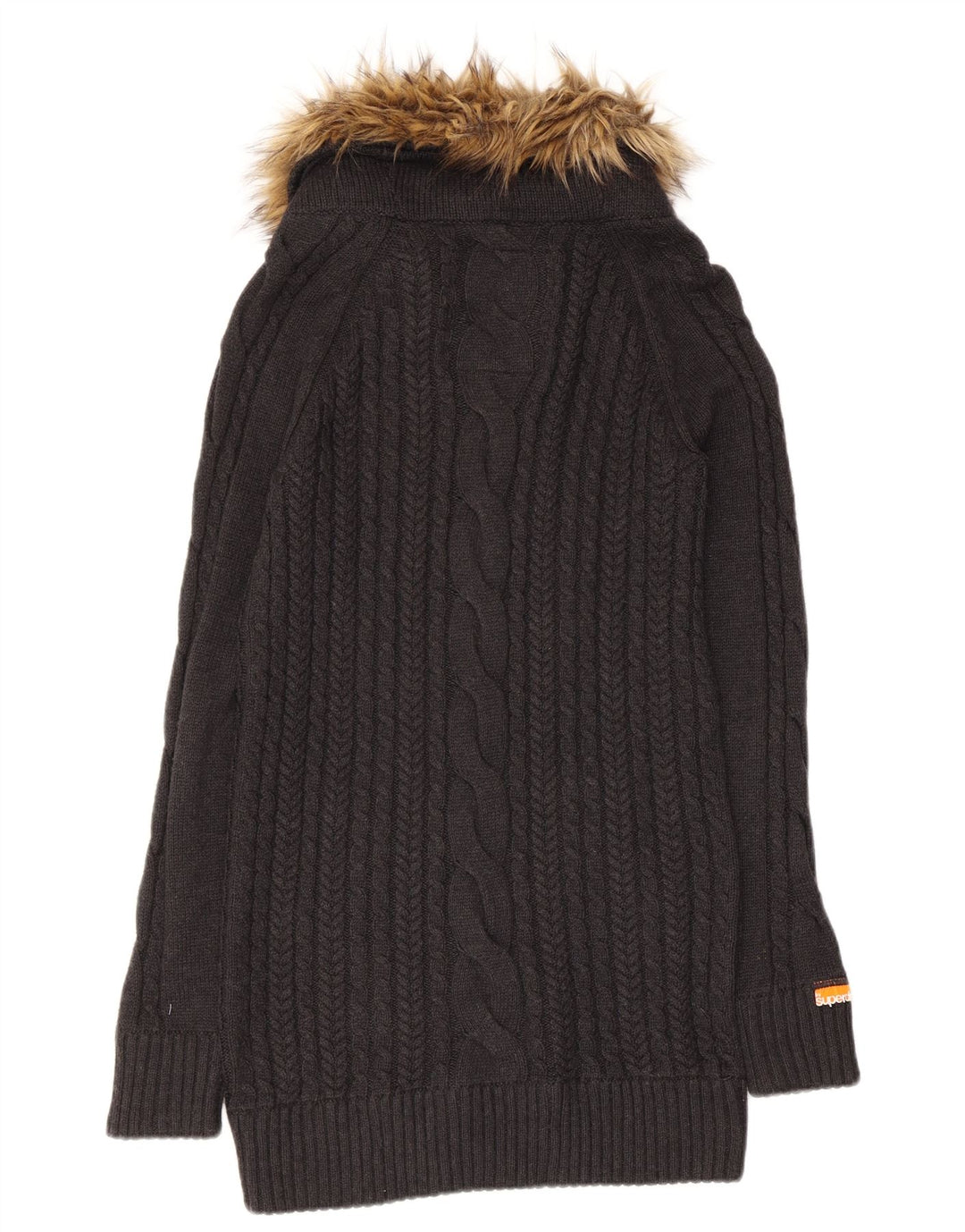 SUPERDRY Женский удлиненный джемпер с высоким воротником, Великобритания 12, средний серый