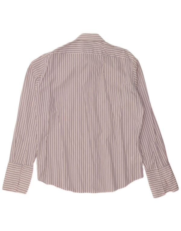 HUGO BOSS Mens Formal Shirt Size 17 XL White Striped Cotton