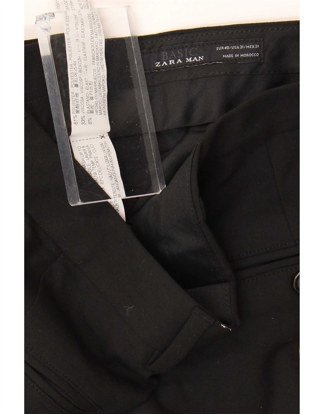 Мужские прямые костюмные брюки Zara EU 40 Medium W31 L30, черный полиэстер