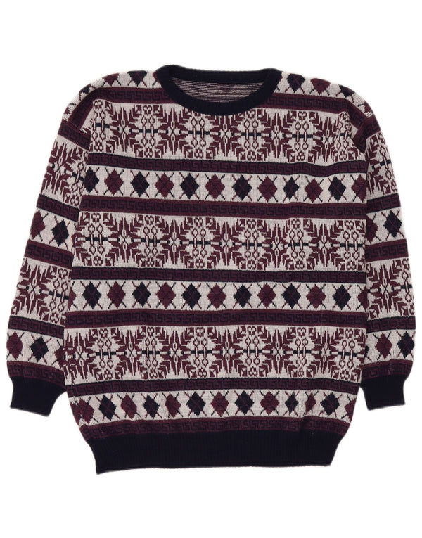 Мужской свитер VINTAGE с круглым вырезом UK 40, средний бордовый Fair Isle