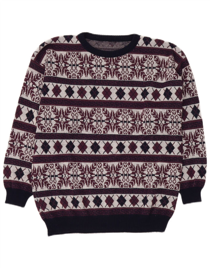 Мужской свитер VINTAGE с круглым вырезом UK 40, средний бордовый Fair Isle