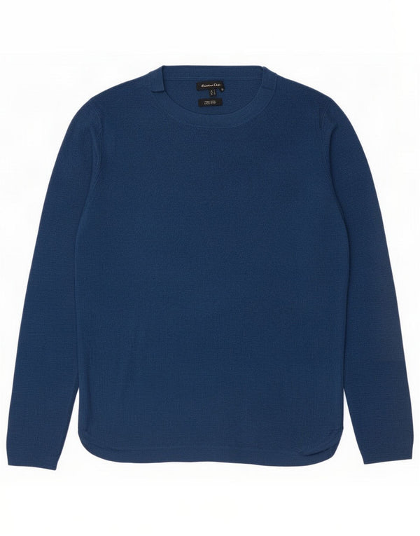 Massimo Dutti Womens Boat Neck Jumper Sweater UK 14 Large Blue Wool