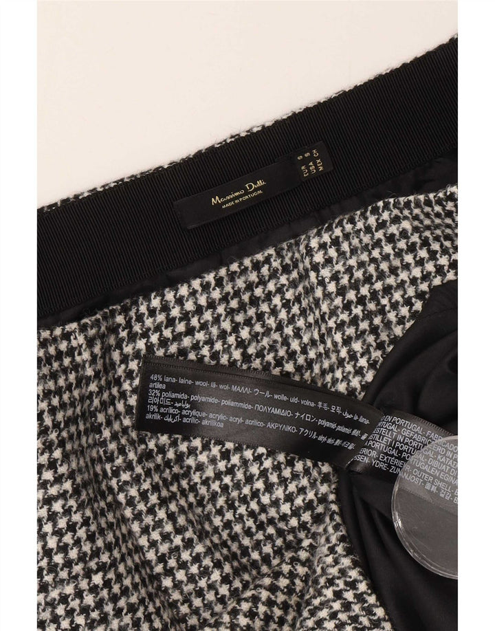 Massimo Dutti Женская мини-юбка маленькая W26 черная шерсть с узором "гусиные лапки"