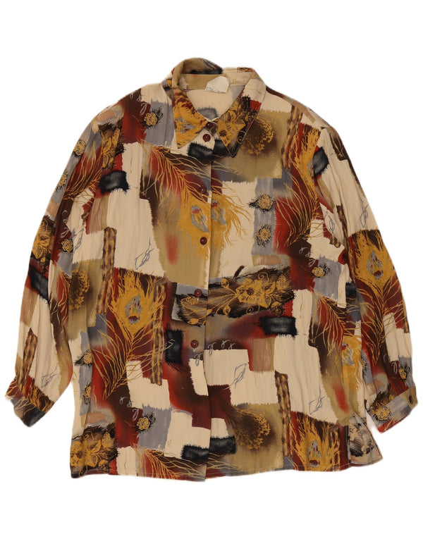 Винтажная женская блузка-рубашка UK 18 XL, разноцветная лоскутная вискоза