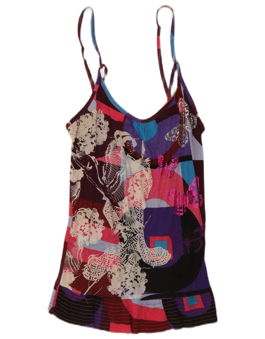 Женский топ на бретельках с рисунком Desigual UK 12, средний размер, разноцветная бабочка