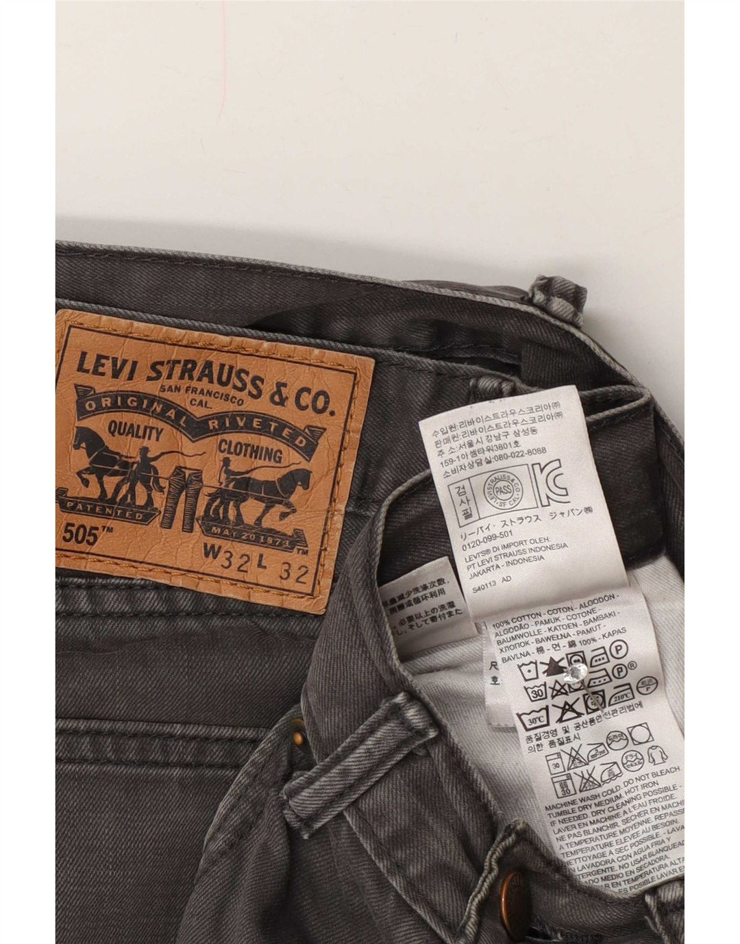 Мужские прямые джинсы Levi's 505 W32 L32 серые, хлопок