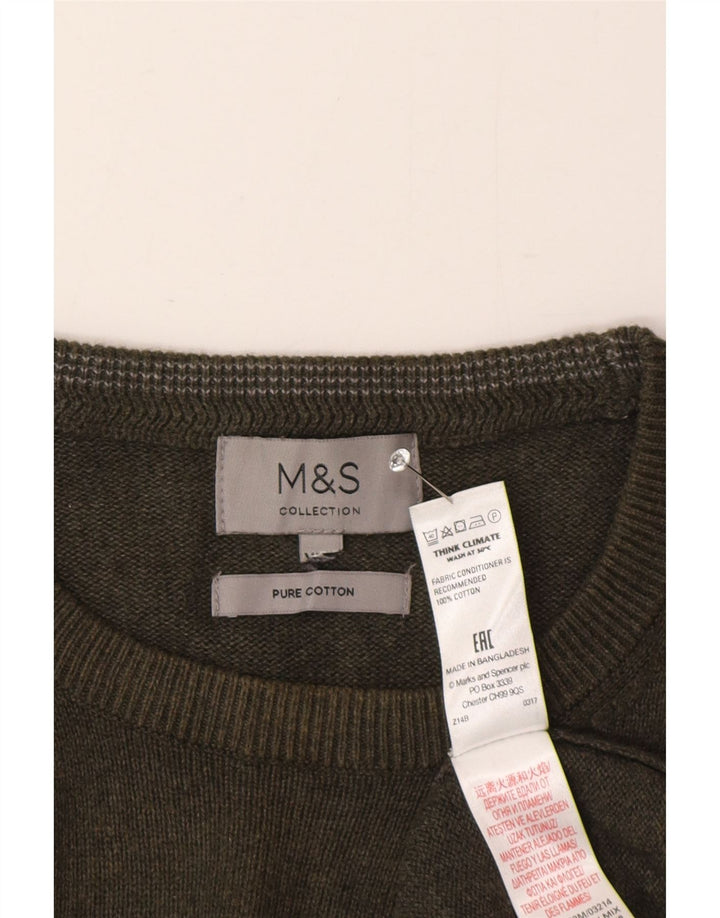 Мужской джемпер с круглым вырезом Marks & Spencer 2XL, зеленый хлопок