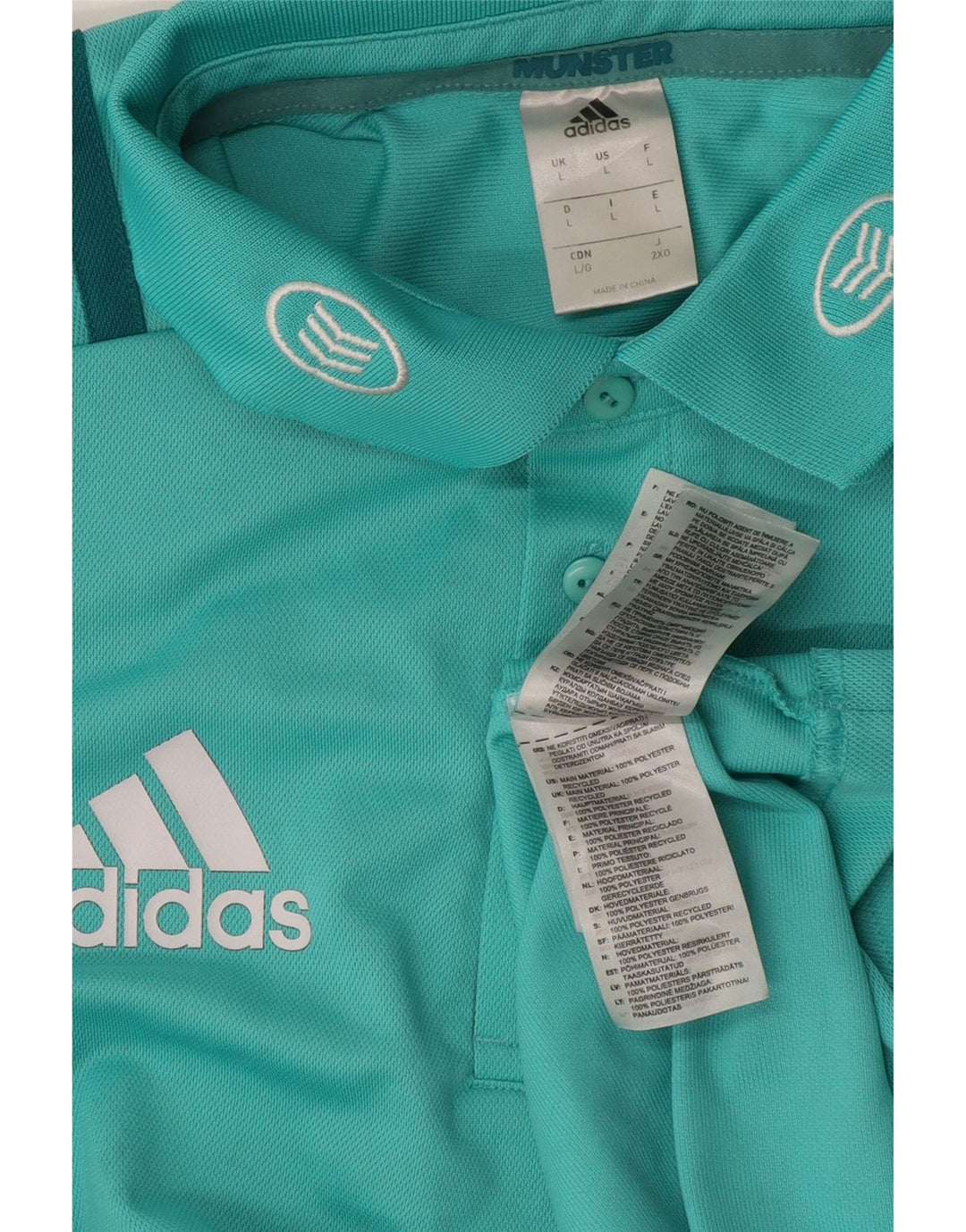 Мужская рубашка поло Adidas Munster Rugby с рисунком, большая синяя полиэстер