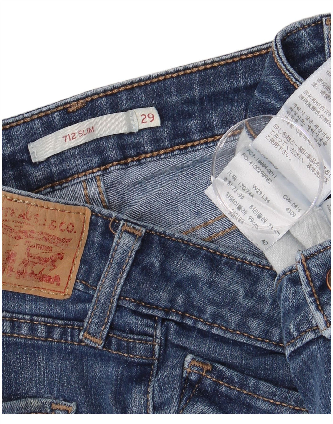 Женские джинсы LEVI'S 712 Slim W29 L34 Синие, хлопок