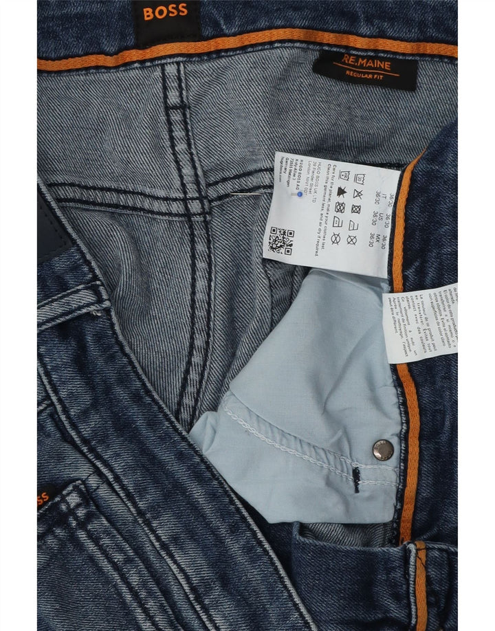 Мужские прямые джинсы прямого кроя Hugo Boss W30 L30, синий хлопок