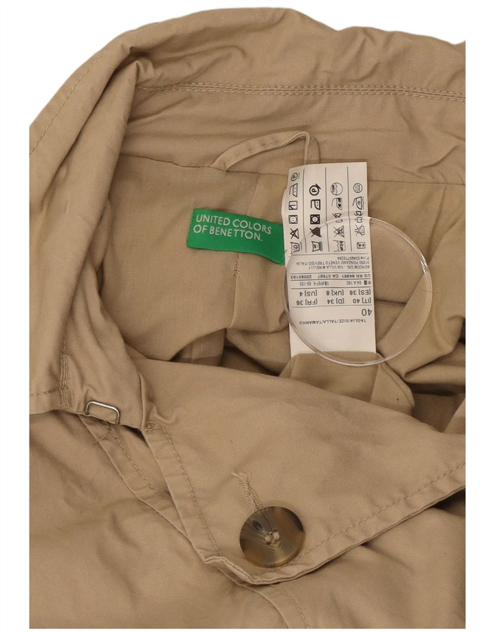 Женский тренч Benetton UK 8, маленький, бежевый, хлопок