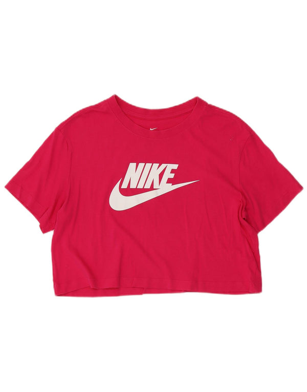 Женская укороченная футболка оверсайз с графическим рисунком Nike UK 10, маленькая розовая