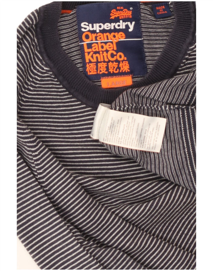 Мужской джемпер с круглым вырезом Superdry, большой хлопковый свитер в темно-синюю полоску