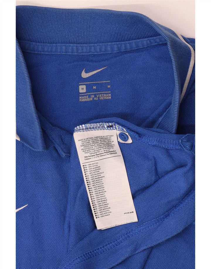 Мужская рубашка-поло с графическим рисунком Nike, хлопковая ткань среднего синего цвета