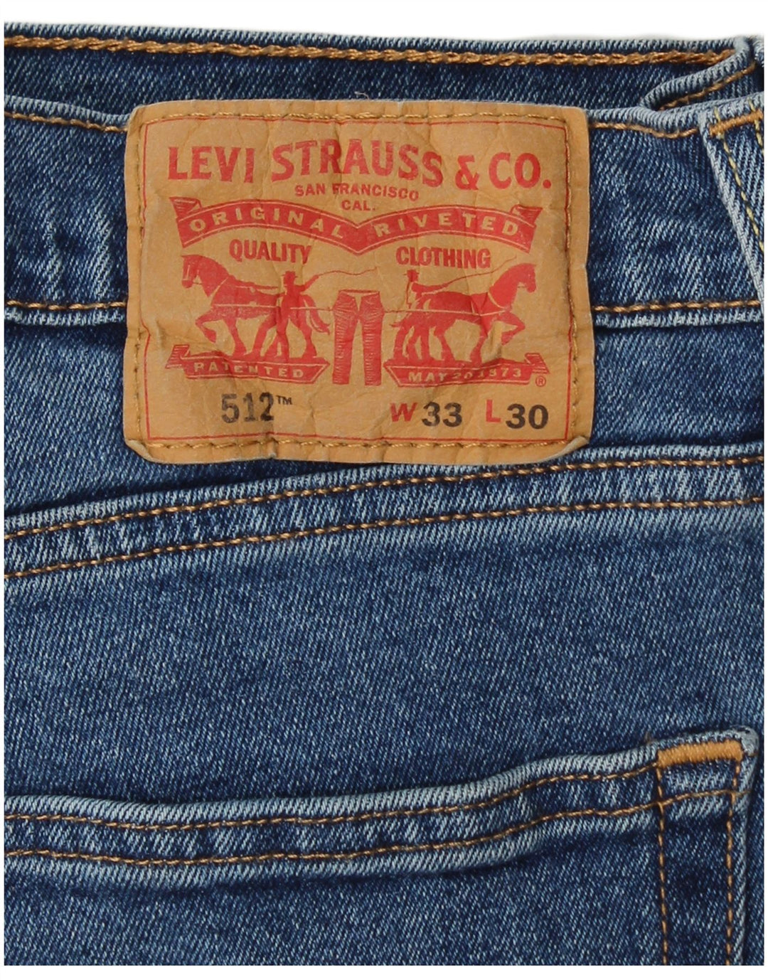 Мужские зауженные зауженные джинсы LEVI'S 512 W33 L30 синие, хлопок