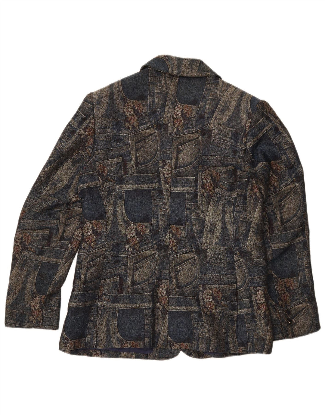 Женский пиджак Carnet на 3 пуговицах, Великобритания 14, средний темно-синий с цветочным принтом