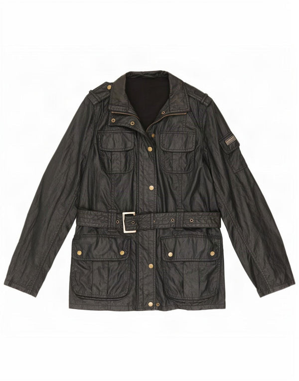 Женская куртка Barbour из искусственной кожи в стиле милитари UK 14, большая, черная, полиэстер