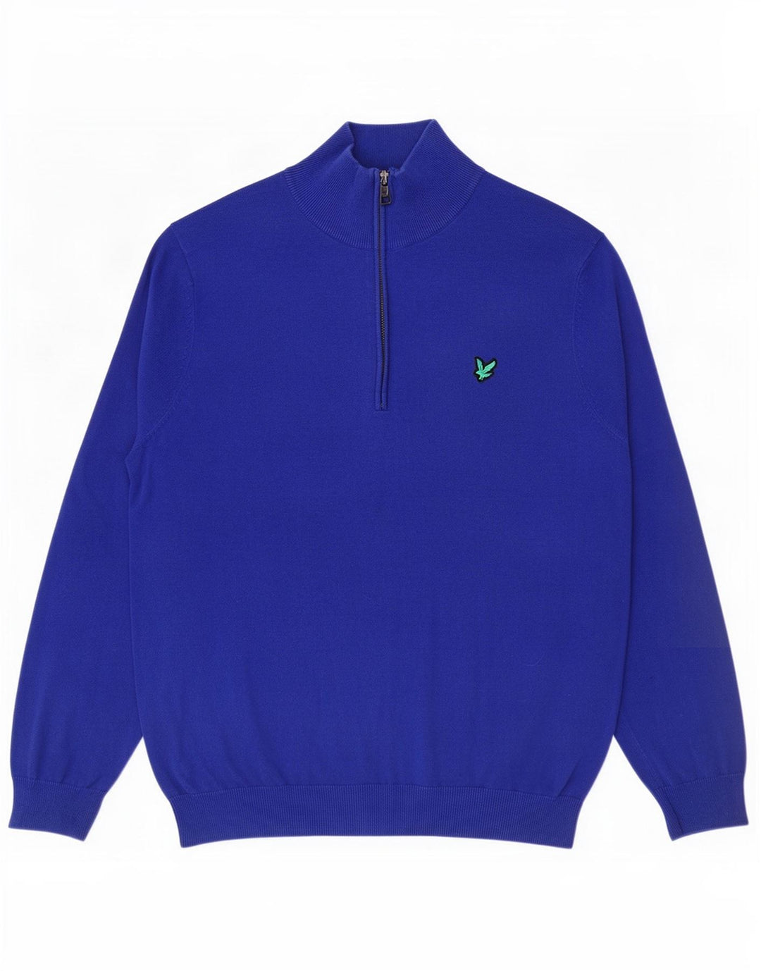 Мужской джемпер с воротником на молнии Lyle & Scott, большой синий хлопковый свитер