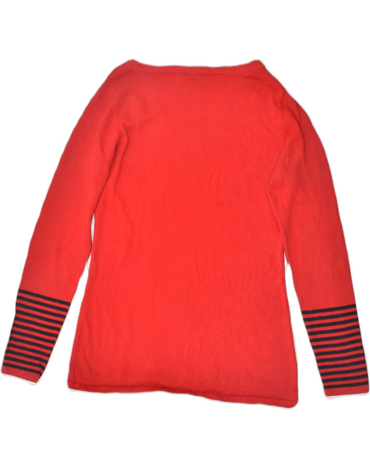 NAUTICA Womens Boat Neck Jumper Sweater UK 14 Medium Red Cotton | Vintage Nautica | Thrift | Second-Hand Nautica | Used Clothing | Messina Hembry 