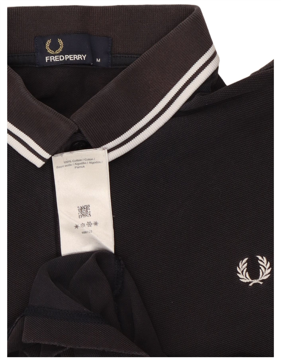 Мужская рубашка-поло Fred Perry среднего размера, темно-синяя, хлопок