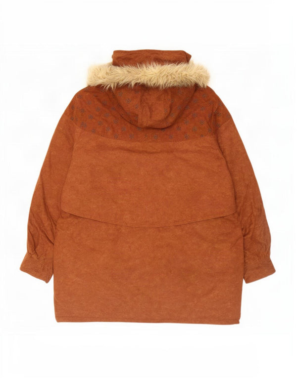 Винтажная женская парка с капюшоном, Великобритания, 18 XL, бежевый полиэстер с цветочным принтом