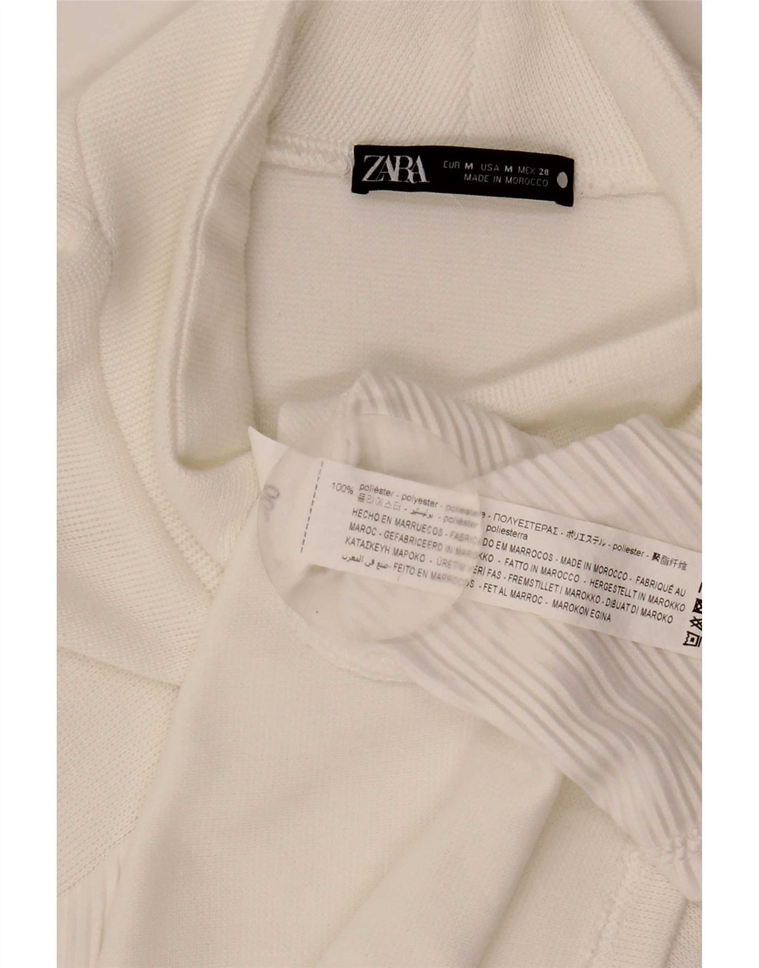 Женское платье прямого кроя Zara с длинными рукавами UK 14, средний белый полиэстер