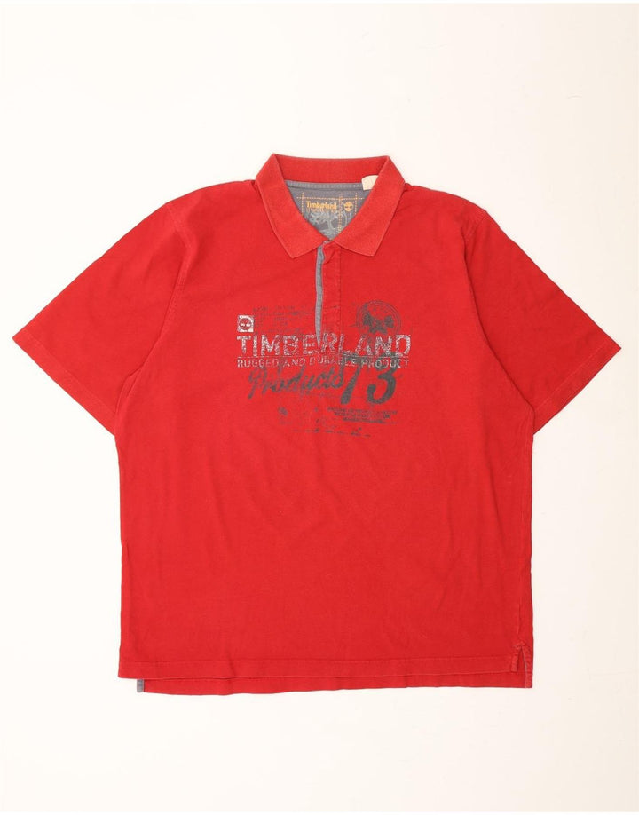 TIMBERLAND Mens Graphic Polo Shirt 2XL Red Cotton Vintage Timberland and Second-Hand Timberland from Messina Hembry 