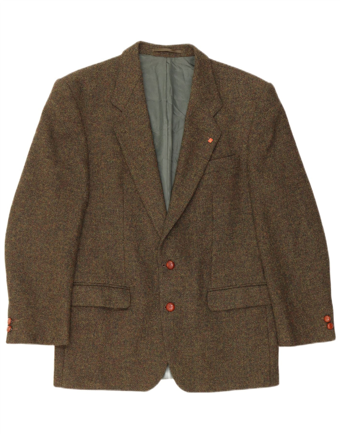 ВИНТАЖНЫЙ Мужской пиджак на 2 пуговицах UK 38 Средний Хаки в крапинку