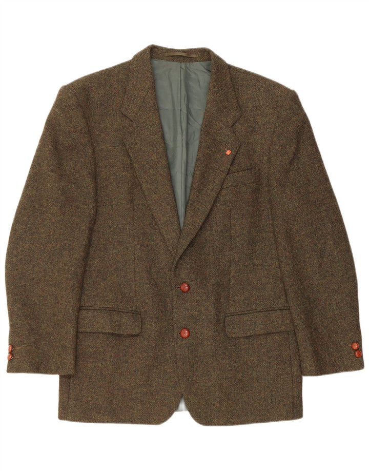 ВИНТАЖНЫЙ Мужской пиджак на 2 пуговицах UK 38 Средний Хаки в крапинку