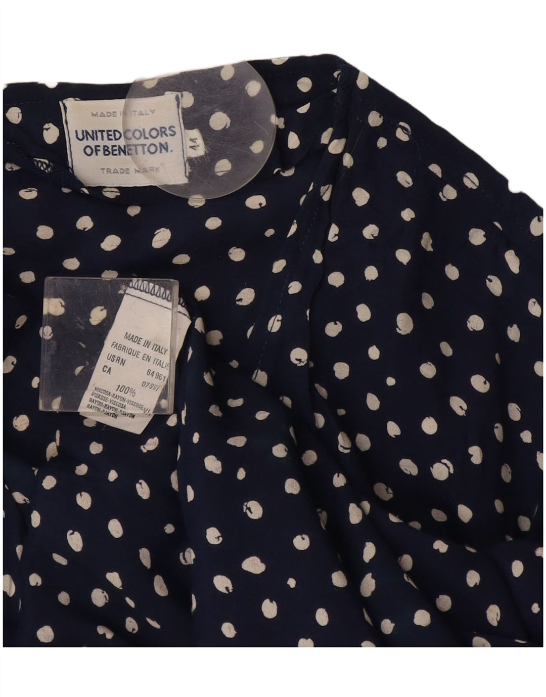 Женская туника оверсайз Benetton Top IT 44 Medium Navy Blue Spotted