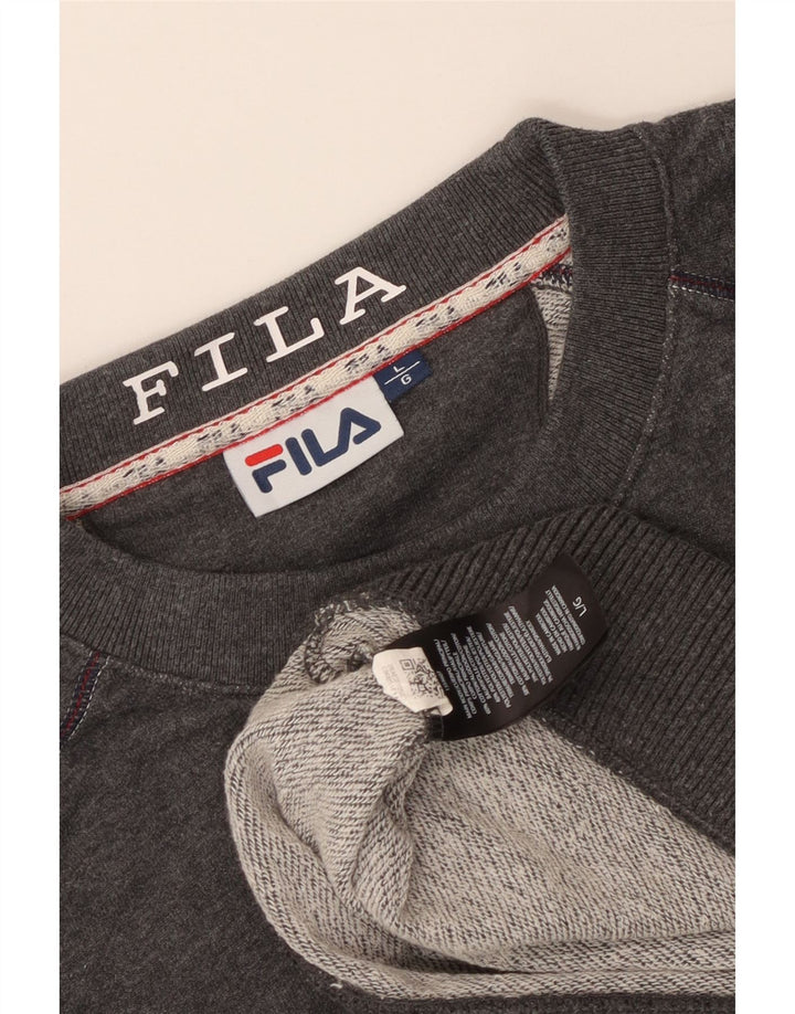 Fila Мужской свитшот с графическим рисунком, большой серый хлопковый джемпер