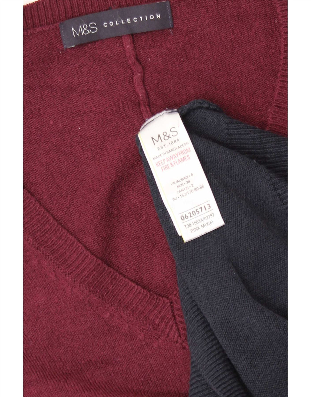 Женский джемпер с v-образным вырезом Marks & Spencer UK 6 XS разноцветный