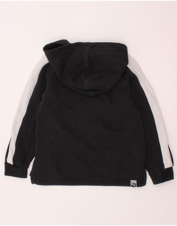 PUMA Boys Graphic Hoodie Jumper 5-6 Years Black Colourblock Cotton