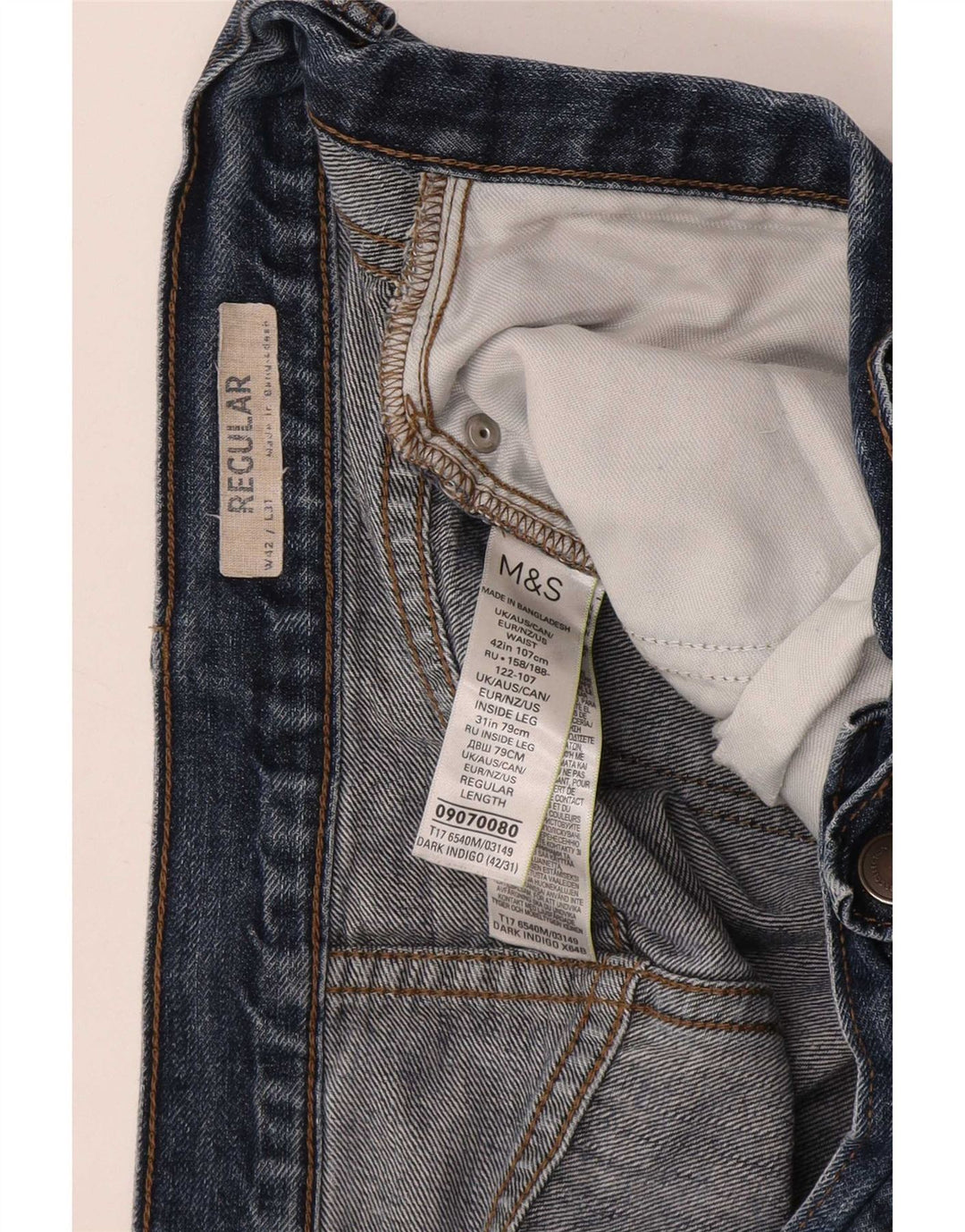 Мужские прямые джинсы Marks & Spencer W42 L31 синие, хлопок