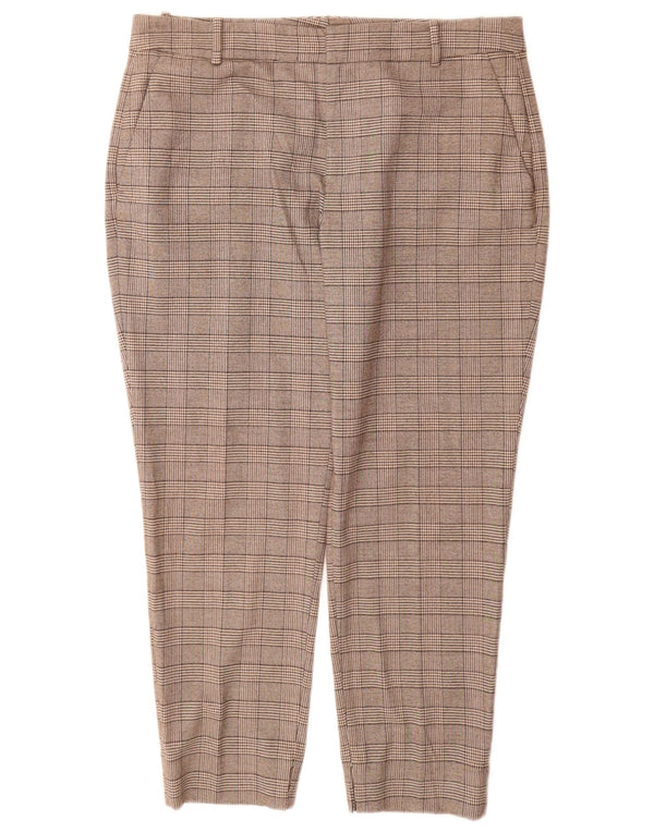 Женские зауженные брюки чинос Zara EU 46 2XL W36 L28 Коричневые полиэстер в клетку