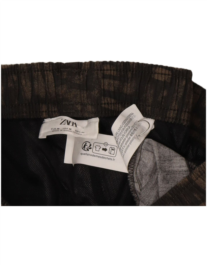 Мужские шорты для плавания Zara, средний черный, полиэстер с геометрическим рисунком