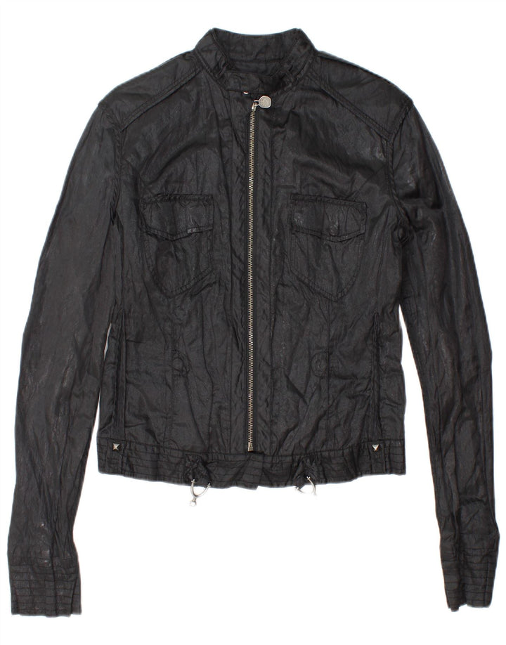 GUESS Женская укороченная куртка UK 14, большой черный хлопок