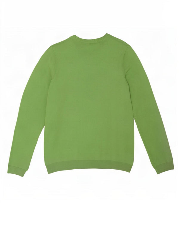 Izod Womens Boat Neck Jumper Sweater UK 18 XL Green Argyle/Diamond Cotton