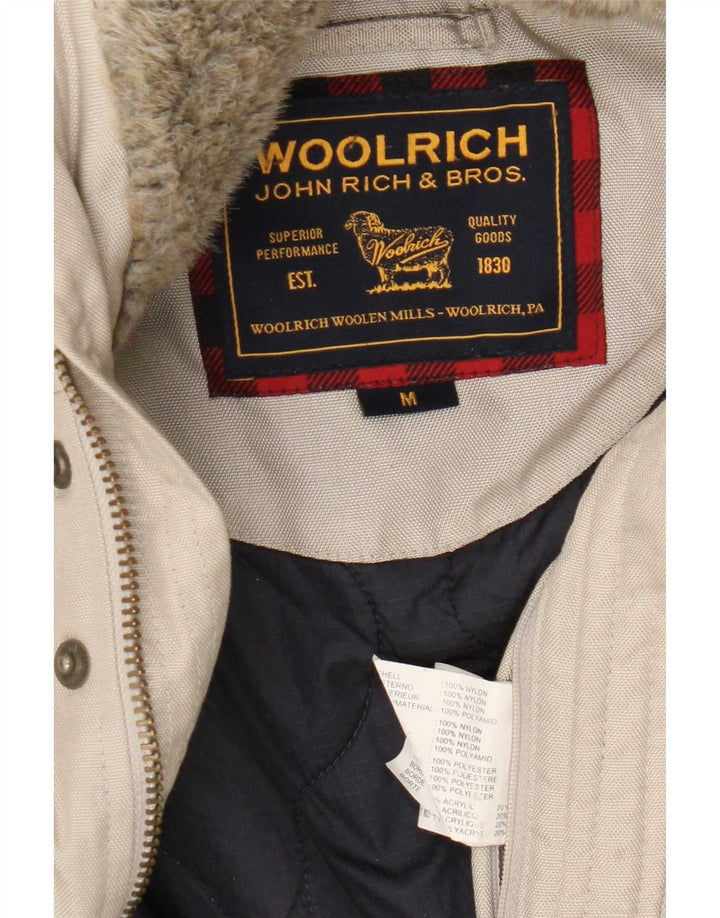Мужская куртка-бомбер Woolrich с капюшоном UK 38, средний бежевый нейлон