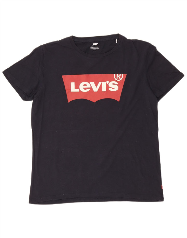 Мужская футболка с рисунком Levi's, большая, темно-синяя