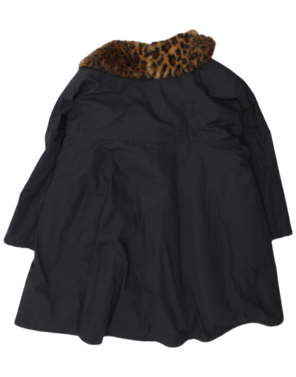 Vintage Womens Overcoat UK 18 XL Black Animal Print