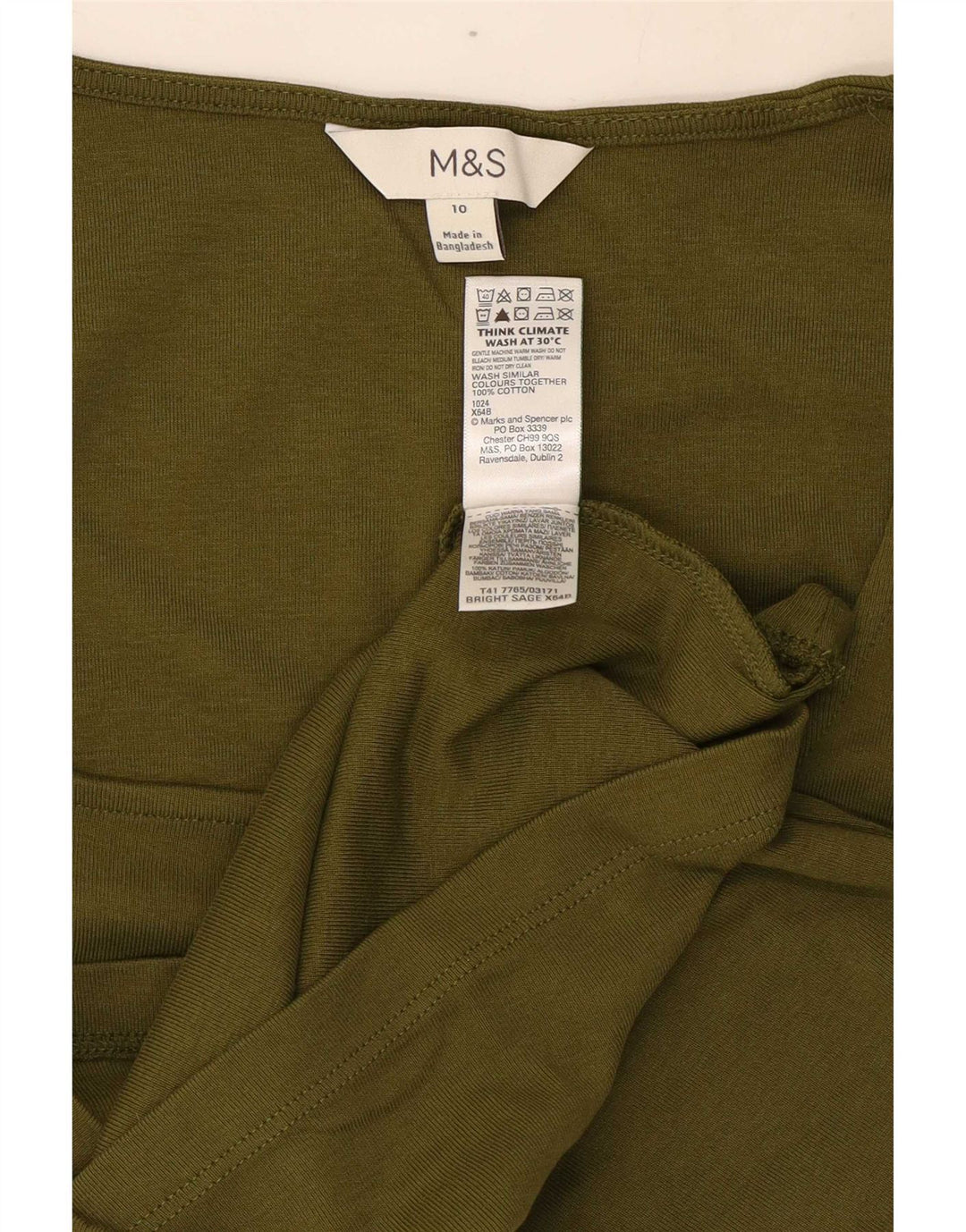 Женская футболка Marks & Spencer Top UK 10, маленький цвет хаки, хлопок