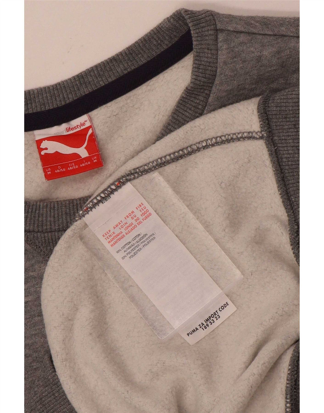 Мужской свитшот Puma стандартного кроя с графикой, хлопковый джемпер среднего серого цвета